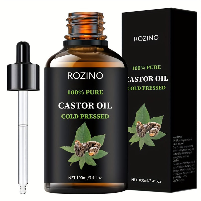 UNREFINED CASTOR OIL Cold Pressed for Hair, Eyelashes, Eyebrows, Skin & Nails Care, Hypoallergenic for All Skin Types