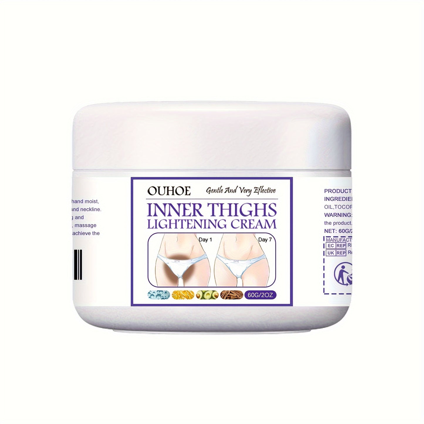 60g INNER THIGHS LIGHTENING CREAM With Hyaluronic Acid & Glycerin For Private Areas, Underarms, Cream For Brightening Dark Skin On Buttocks & Knees, Intimate Skin Care