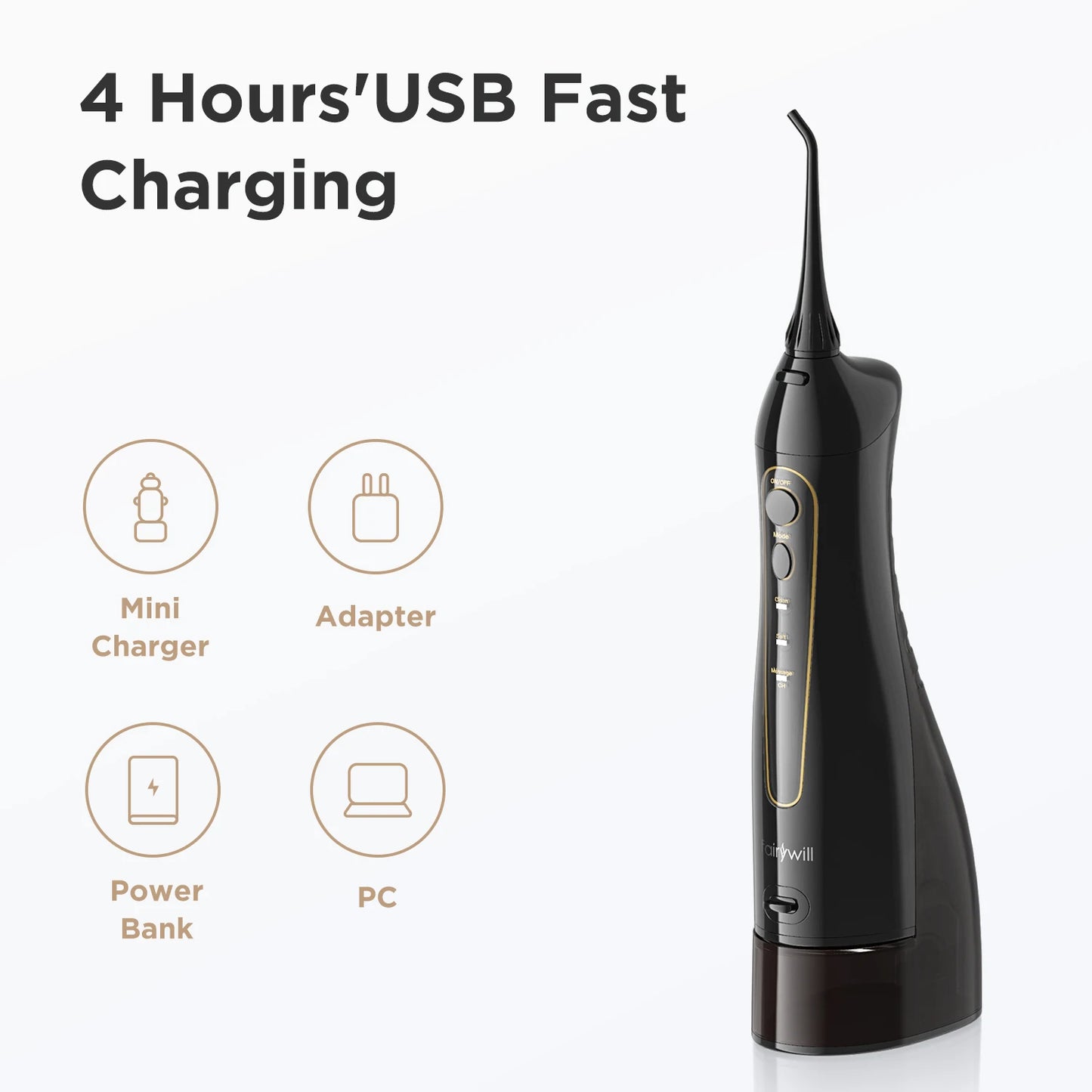 ORAL IRRIGATOR Rechargeable Portable Water Flossers 300ML Dental 3 Modes Water Tank Waterproof Teeth Cleaner