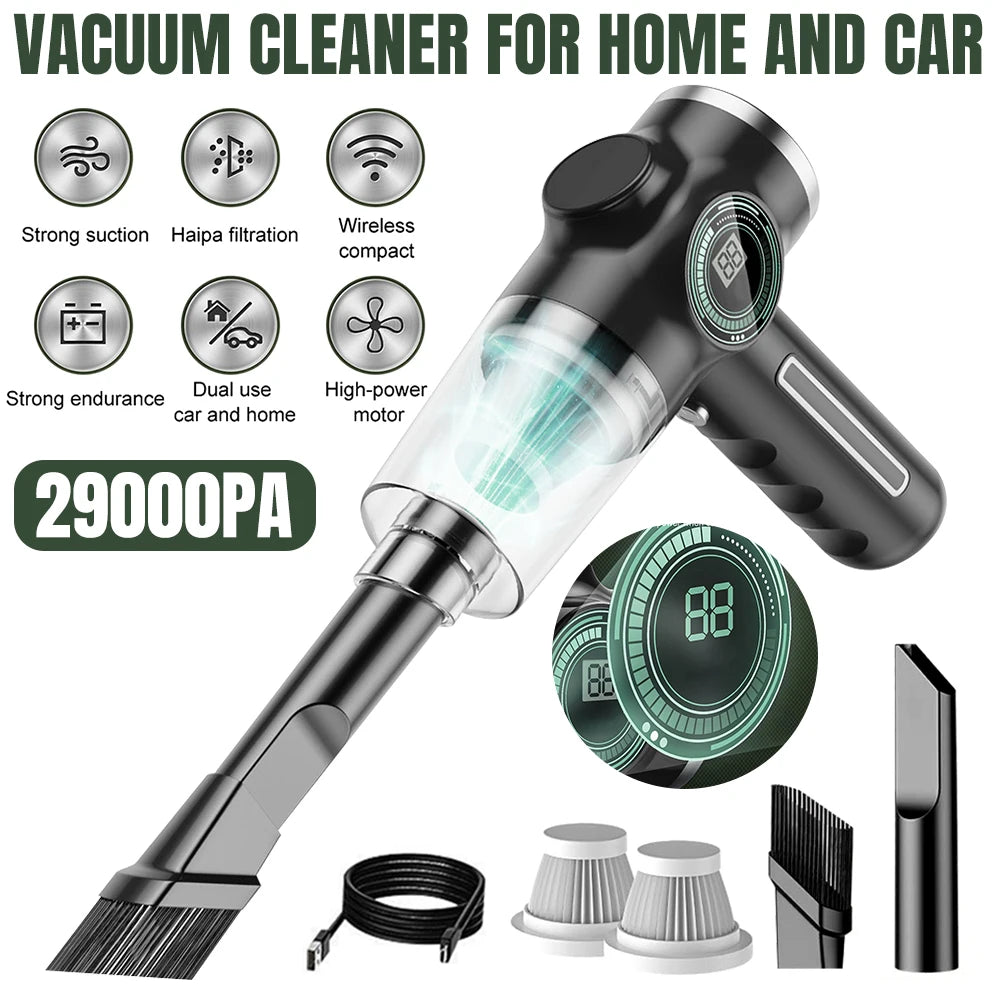 MINI WIRELESS VACUUM CLEANER  120W Strong Suction with LCD Power Display & 3 Filters