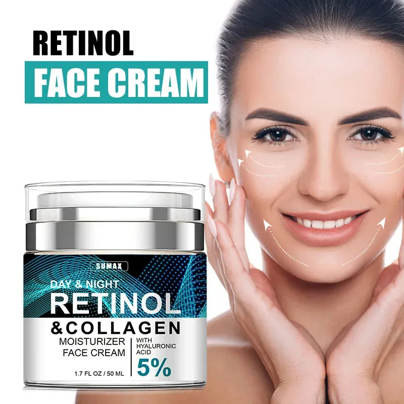 RETINOL ANTI AGING FACE CREAM Moisturizing Wrinkle Remover Collagen Hyaluronic Acid Creams Skin Care 50ML