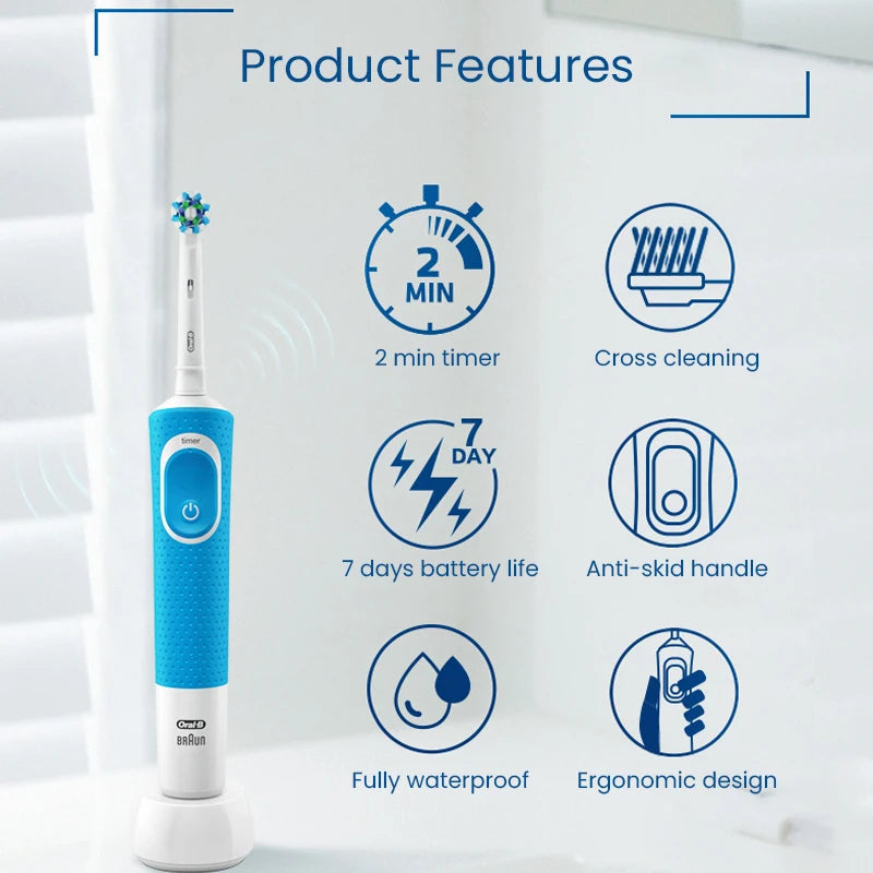 ORAL B D100 ELECTRIC TOOTHBRUSH  2D Vitality Cleaning with Rechargeable Inductive Charger