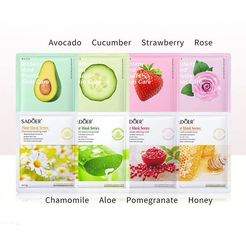 8PCS NATURAL PLANT EXTRACT FACIAL MASK SET  Korean-Inspired Beauty & Hydration Treatment