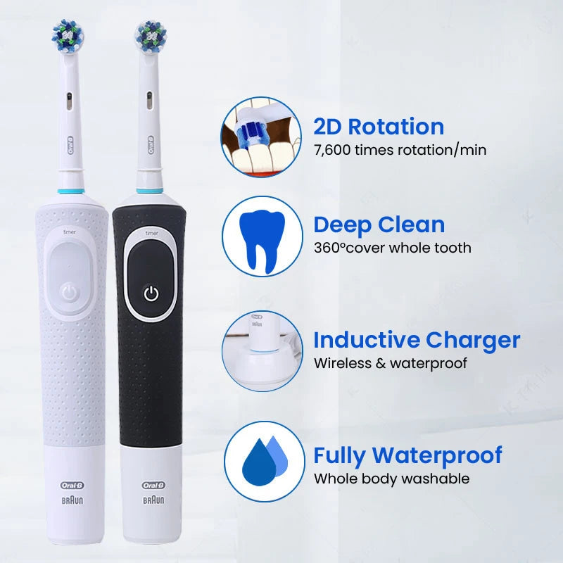 ORAL B D100 ELECTRIC TOOTHBRUSH  2D Vitality Cleaning with Rechargeable Inductive Charger