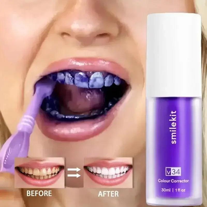 V34 PURPLE COLOR CORRECTOR TOOTHPASTE  Advanced Stain Removal & Whitening Formula