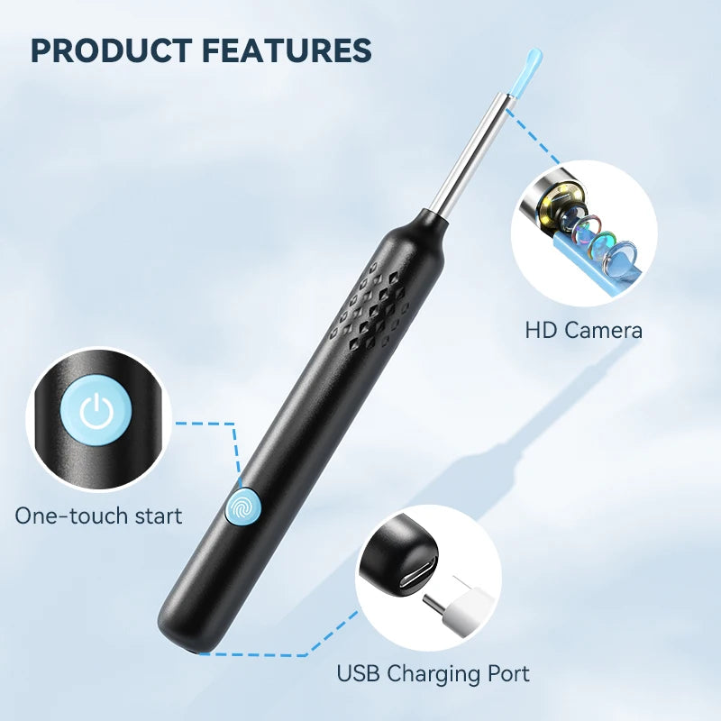 EAR WAX REMOVAL WITH CAMERA  Smart Visual Ear Cleaner with 8MP Wireless Otoscope