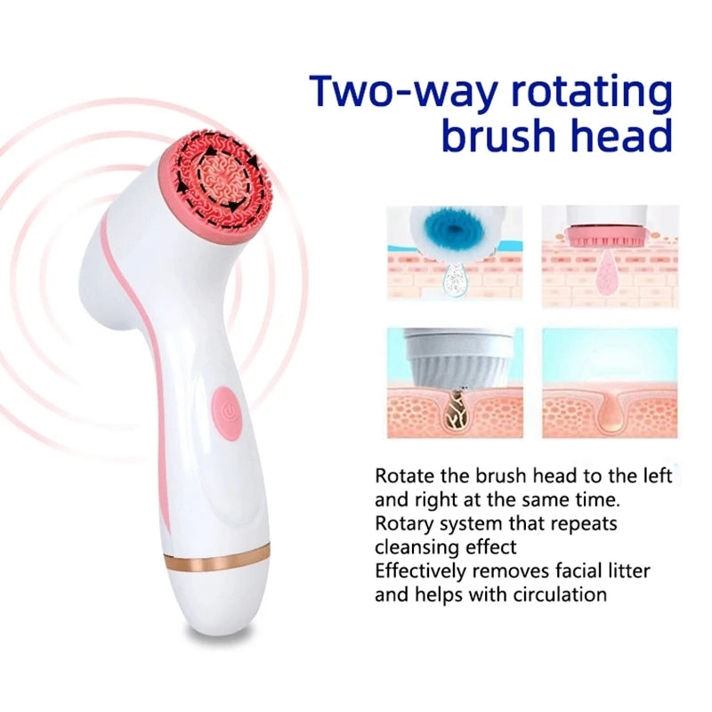 3-IN-1 ULTRASONIC FACIAL CLEANSING BRUSH  Electric Face Massager & Blackhead Removal System