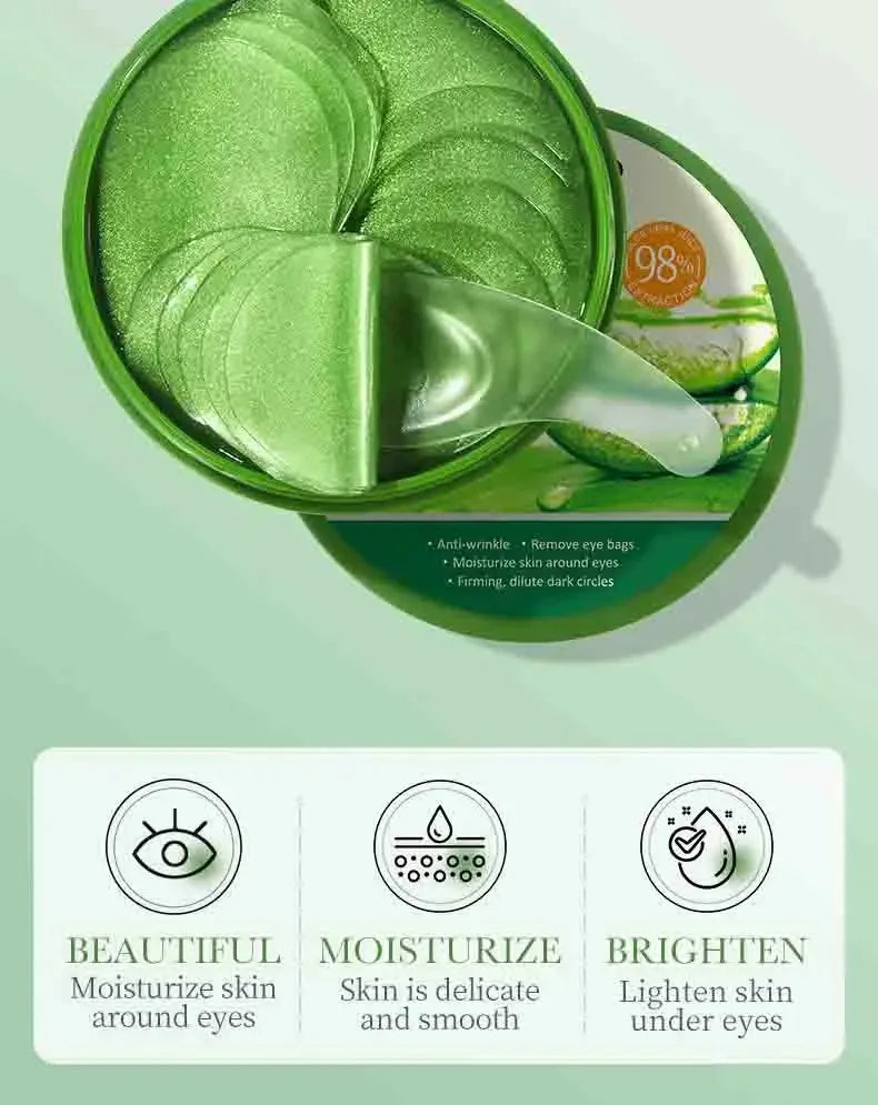 60PCS ALOE VERA COLLAGEN EYE PATCHES  Professional Anti-Aging & Dark Circle Treatment