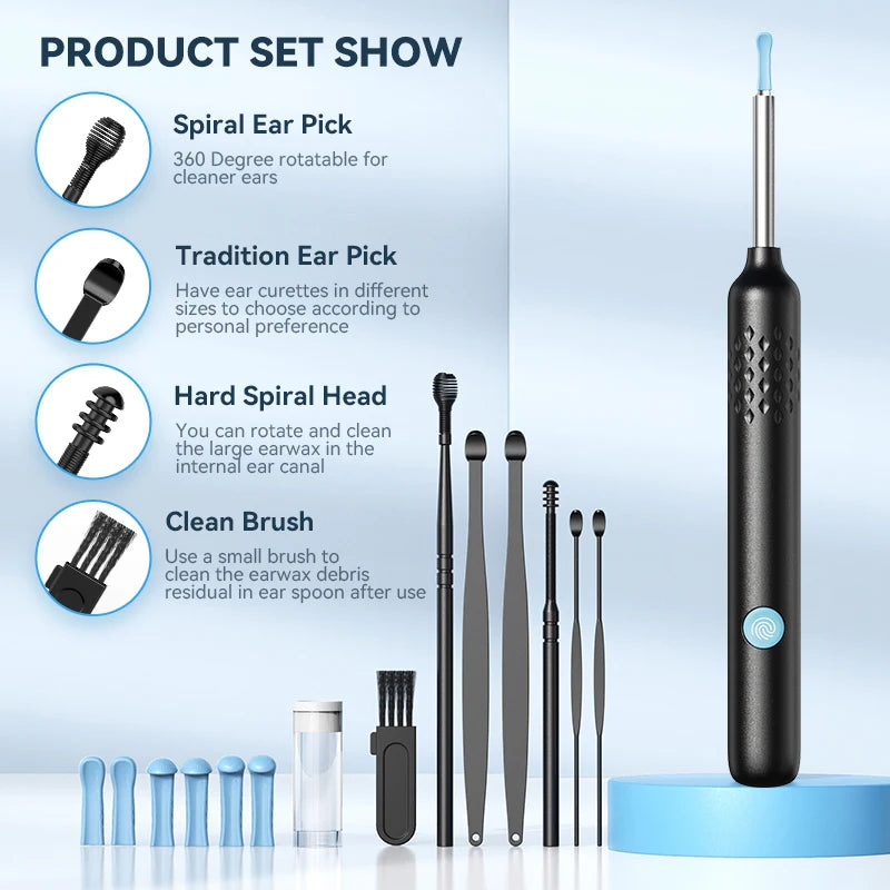 EAR WAX REMOVAL WITH CAMERA  Smart Visual Ear Cleaner with 8MP Wireless Otoscope