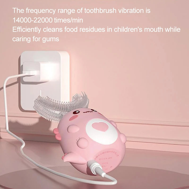 CHILDREN'S U-SHAPED ELECTRIC TOOTHBRUSH  Soft Bristled Sonic Toothbrush with Cartoon Design