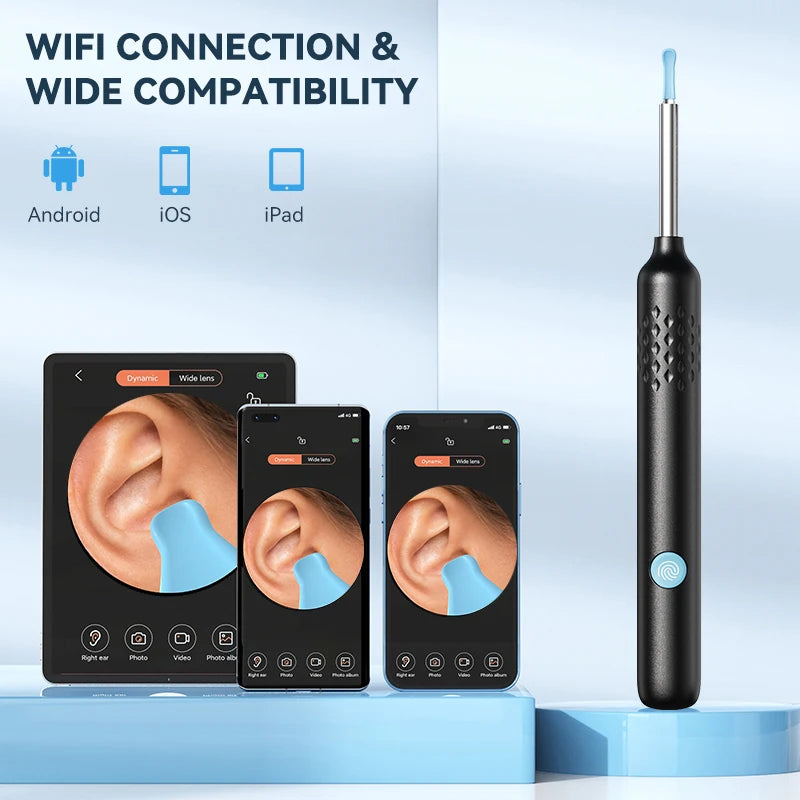 EAR WAX REMOVAL WITH CAMERA  Smart Visual Ear Cleaner with 8MP Wireless Otoscope