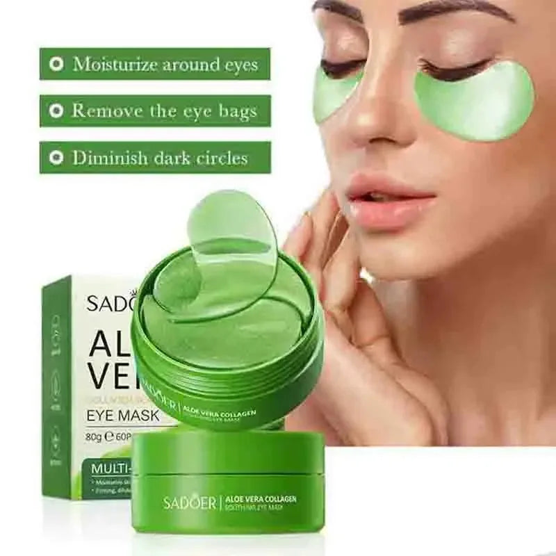 60PCS ALOE VERA COLLAGEN EYE PATCHES  Professional Anti-Aging & Dark Circle Treatment