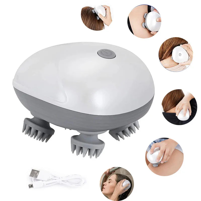 ELECTRIC HEAD SCALP MASSAGER  Waterproof Multi-Function Wellness Device