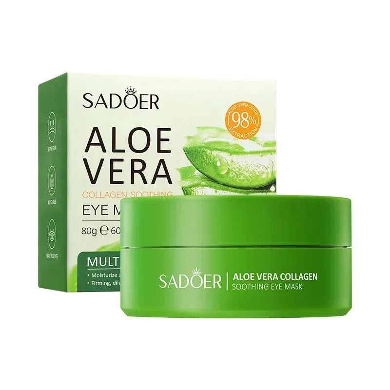 60PCS ALOE VERA COLLAGEN EYE PATCHES  Professional Anti-Aging & Dark Circle Treatment