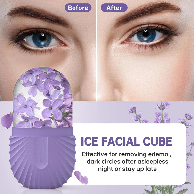 ICE FACE ROLLER Ice Cube Beauty Massage Silicone Ice Mold For Eye Puffiness Ice Facial Roller Shrink Pores