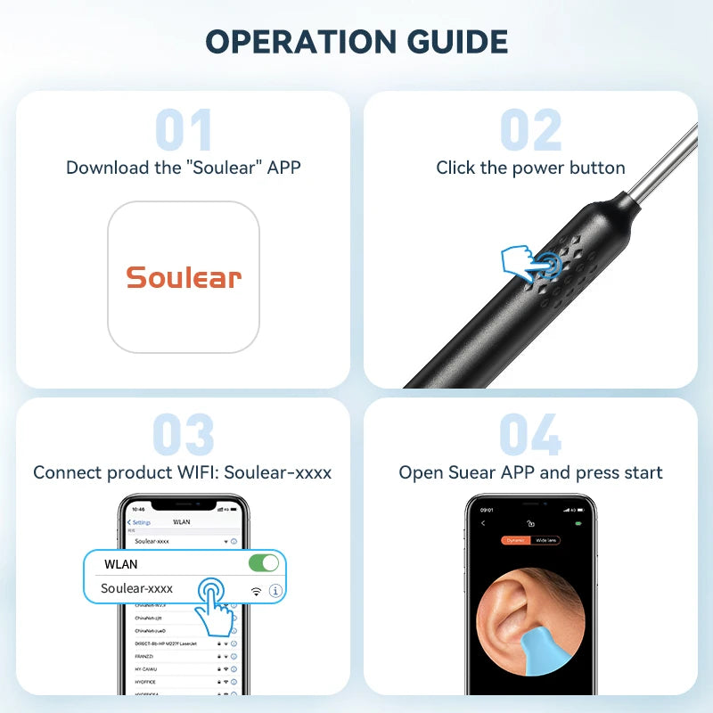 EAR WAX REMOVAL WITH CAMERA  Smart Visual Ear Cleaner with 8MP Wireless Otoscope