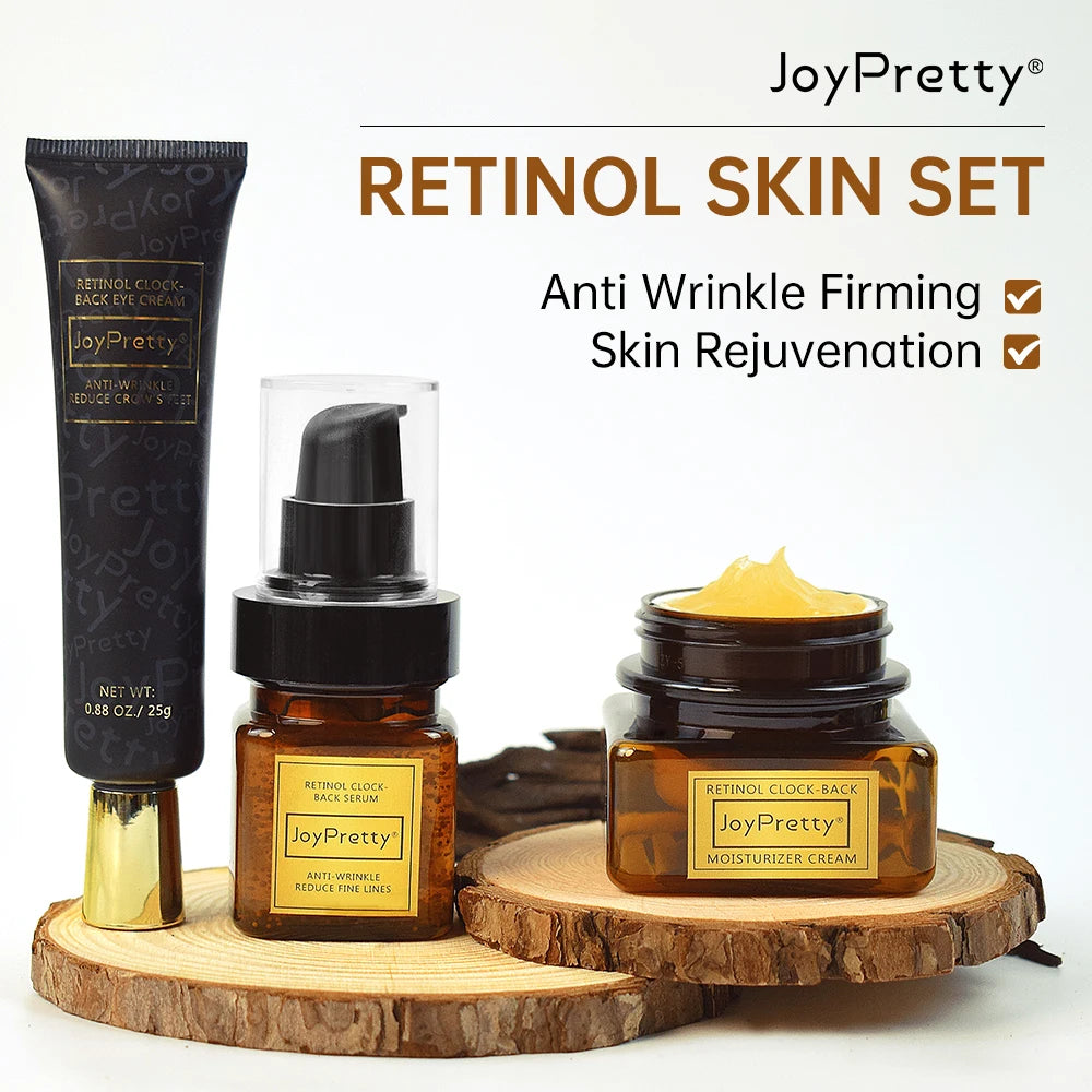 RETINOL FACIAL SKIN CARE SET Face Serum Eye Cream Toner Anti Wrinkle Aging Firming Lifting Nourish Facial Skincare Kit