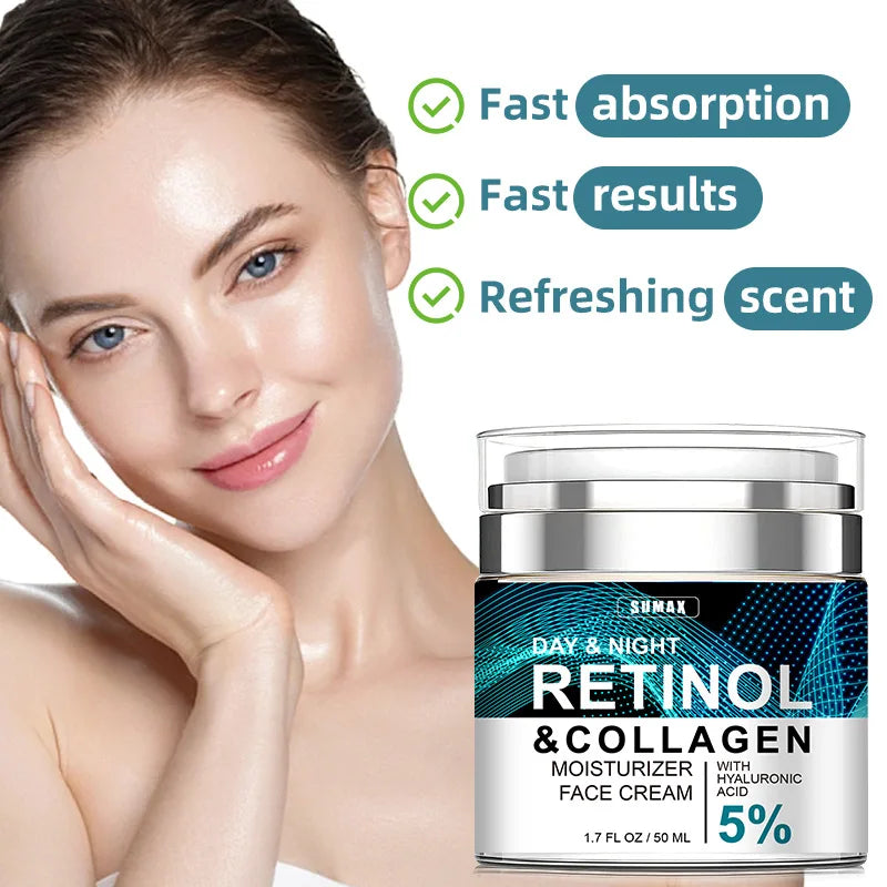 RETINOL ANTI AGING FACE CREAM Moisturizing Wrinkle Remover Collagen Hyaluronic Acid Creams Skin Care 50ML