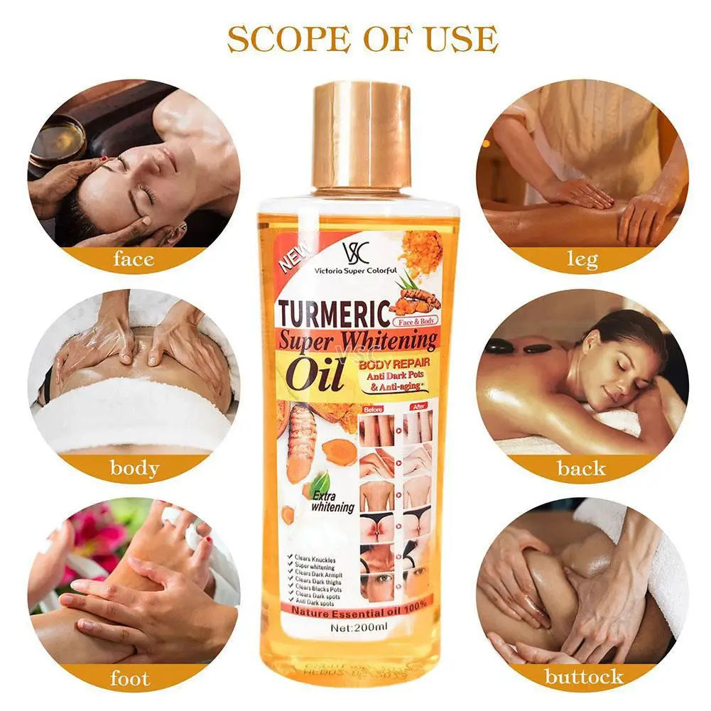 TURMERIC ESSENTIAL OIL Facial Body Massage oil Moisturizing Diffuser Aromatherapy Brightening Smoothing Body Face Skin Care 200m