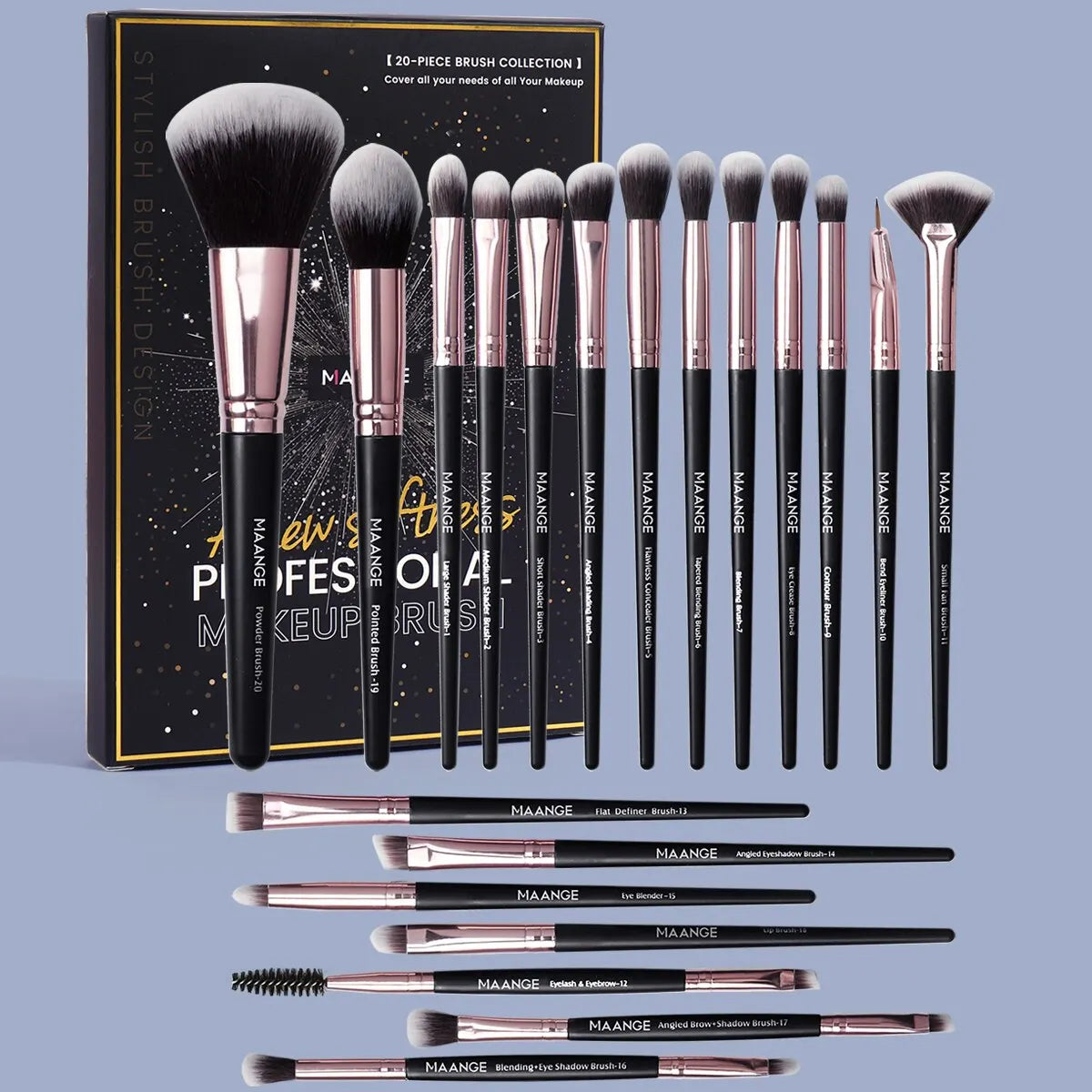 20PCS PROFESSIONAL MAKEUP BRUSH SET  Complete Professional Makeup Application Kit