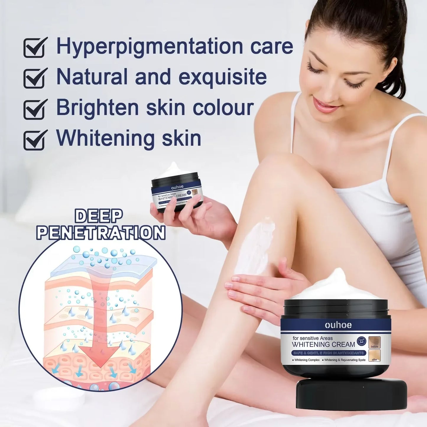 SENSITIVE AREA WHITENING CREAM  Brighten Skin Tone & Lighten Melanin for Whole Body