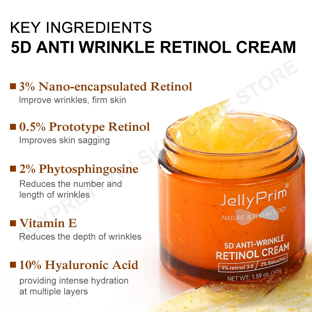 POWERFUL RETINOL FACE CREAM  Anti-Aging & Wrinkle Removal with Retinol, Hyaluronic Acid, and Vitamin E