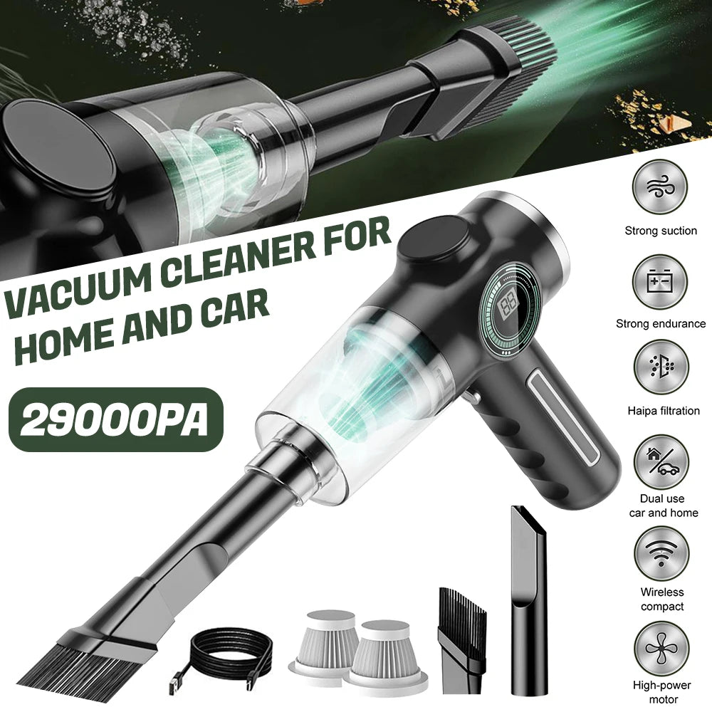 MINI WIRELESS VACUUM CLEANER  120W Strong Suction with LCD Power Display & 3 Filters