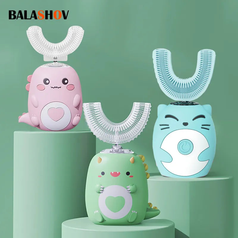 CHILDREN'S U-SHAPED ELECTRIC TOOTHBRUSH  Soft Bristled Sonic Toothbrush with Cartoon Design