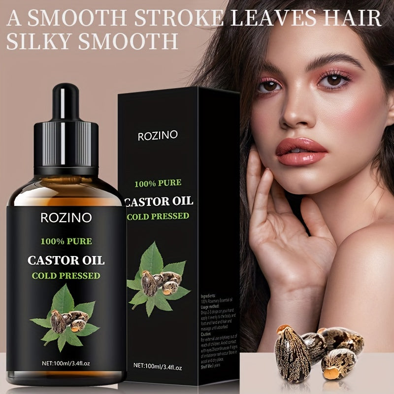 UNREFINED CASTOR OIL Cold Pressed for Hair, Eyelashes, Eyebrows, Skin & Nails Care, Hypoallergenic for All Skin Types