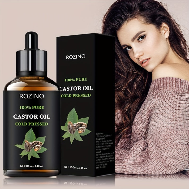 UNREFINED CASTOR OIL Cold Pressed for Hair, Eyelashes, Eyebrows, Skin & Nails Care, Hypoallergenic for All Skin Types