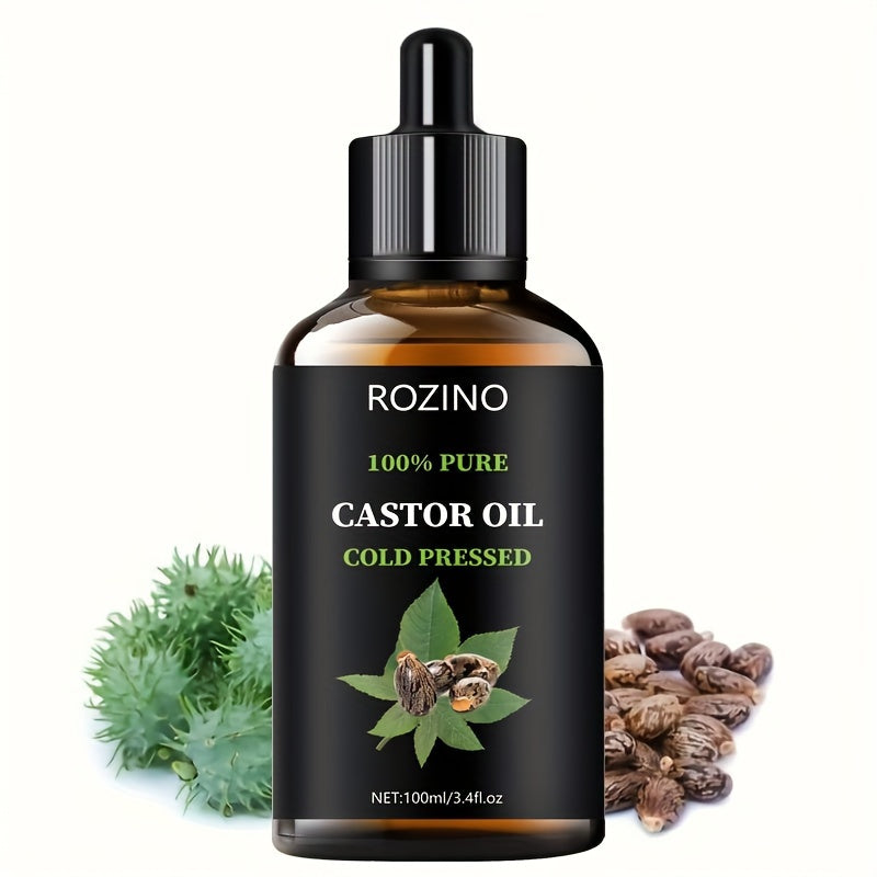 UNREFINED CASTOR OIL Cold Pressed for Hair, Eyelashes, Eyebrows, Skin & Nails Care, Hypoallergenic for All Skin Types