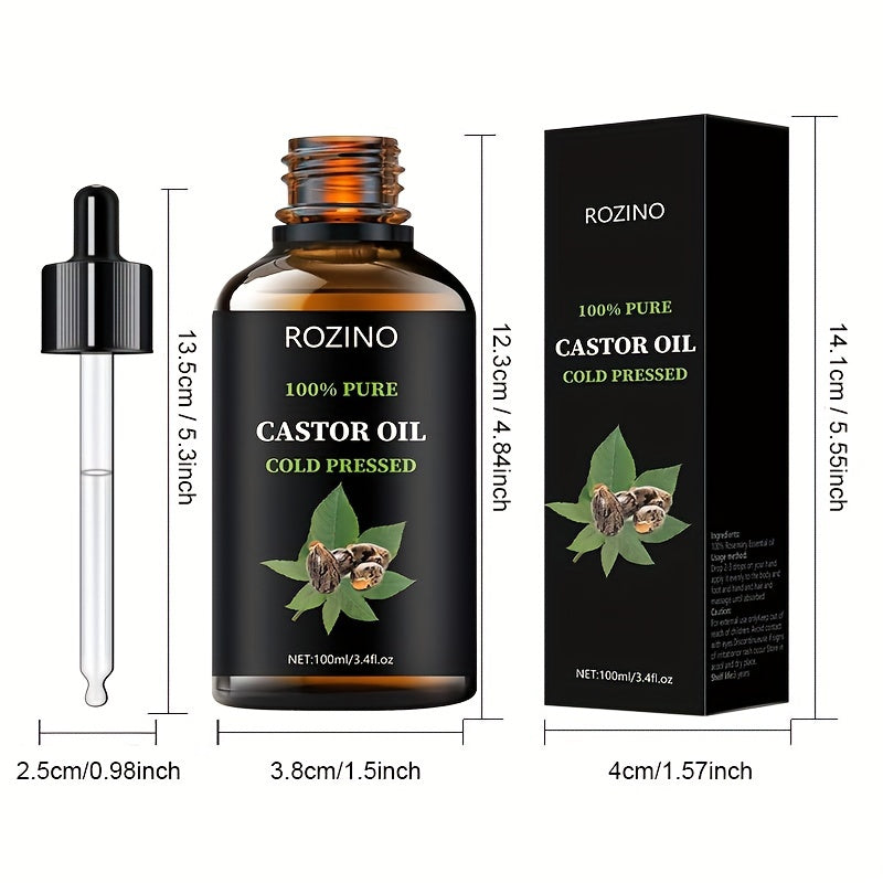 UNREFINED CASTOR OIL Cold Pressed for Hair, Eyelashes, Eyebrows, Skin & Nails Care, Hypoallergenic for All Skin Types